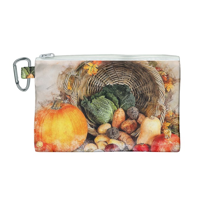 Pumpkin Vegetables Autumn Canvas Cosmetic Bag (Medium)