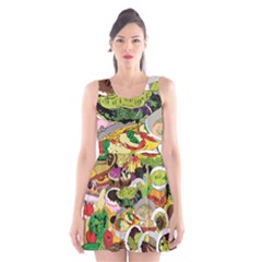 Eat Food Background Art Color Scoop Neck Skater Dress by Pakrebo