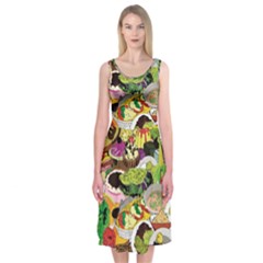 Eat Food Background Art Color Midi Sleeveless Dress by Pakrebo