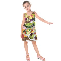 Eat Food Background Art Color Kids  Sleeveless Dress by Pakrebo