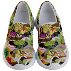 Eat Food Background Art Color Kids  Lightweight Slip Ons by Pakrebo