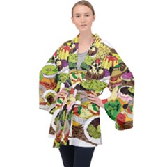 Eat Food Background Art Color Velvet Kimono Robe by Pakrebo