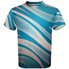 Background Abstract Blue Wavy Men s Cotton Tee by Pakrebo