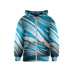 Background Abstract Blue Wavy Kids  Zipper Hoodie by Pakrebo