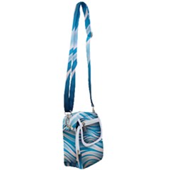 Background Abstract Blue Wavy Shoulder Strap Belt Bag by Pakrebo