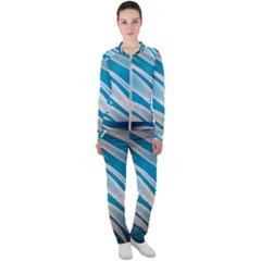 Background Abstract Blue Wavy Casual Jacket And Pants Set by Pakrebo