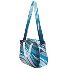 Background Abstract Blue Wavy Rope Handles Shoulder Strap Bag by Pakrebo