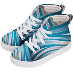 Background Abstract Blue Wavy Kids  Hi-top Skate Sneakers by Pakrebo