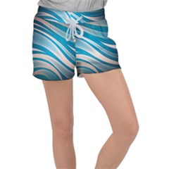 Background Abstract Blue Wavy Women s Velour Lounge Shorts by Pakrebo