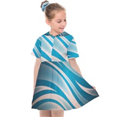 Background Abstract Blue Wavy Kids  Sailor Dress by Pakrebo