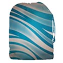 Background Abstract Blue Wavy Drawstring Pouch (XXXL) View1