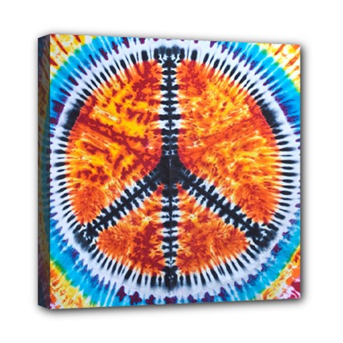 Tie Dye Peace Sign Mini Canvas 8  X 8  (stretched) by Pakrebo