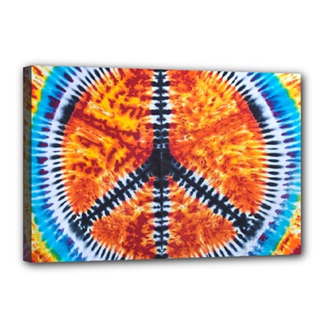 Tie Dye Peace Sign Canvas 18  X 12  (stretched) by Pakrebo