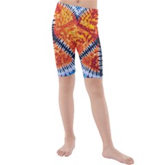 Tie Dye Peace Sign Kids  Mid Length Swim Shorts by Pakrebo