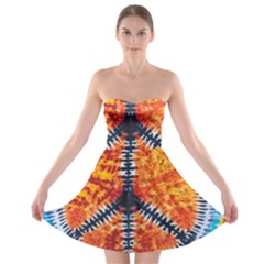 Tie Dye Peace Sign Strapless Bra Top Dress by Pakrebo