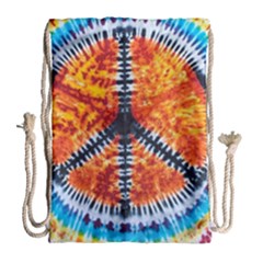 Tie Dye Peace Sign Drawstring Bag (large) by Pakrebo