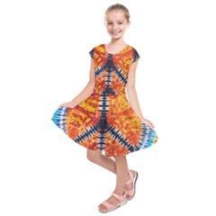 Tie Dye Peace Sign Kids  Short Sleeve Dress by Pakrebo