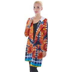 Tie Dye Peace Sign Hooded Pocket Cardigan by Pakrebo