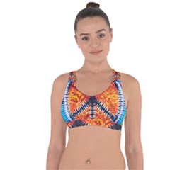 Tie Dye Peace Sign Cross String Back Sports Bra by Pakrebo