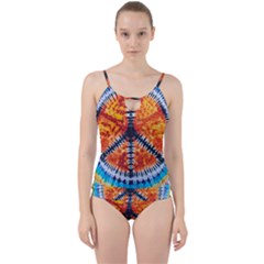 Tie Dye Peace Sign Cut Out Top Tankini Set by Pakrebo