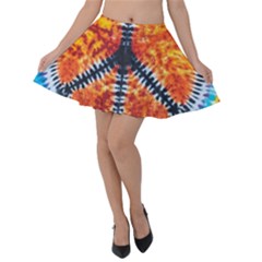 Tie Dye Peace Sign Velvet Skater Skirt by Pakrebo