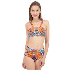 Tie Dye Peace Sign Cage Up Bikini Set by Pakrebo