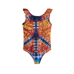 Tie Dye Peace Sign Kids  Frill Swimsuit by Pakrebo