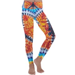 Tie Dye Peace Sign Kids  Lightweight Velour Classic Yoga Leggings by Pakrebo