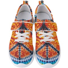 Tie Dye Peace Sign Men s Velcro Strap Shoes by Pakrebo