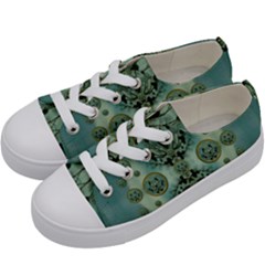 Tree In Golden Meditative Frames Kids  Low Top Canvas Sneakers