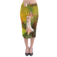 Beautiful Fairy With Wonderful Flowers Midi Pencil Skirt by FantasyWorld7