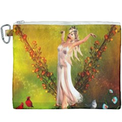 Beautiful Fairy With Wonderful Flowers Canvas Cosmetic Bag (xxxl) by FantasyWorld7