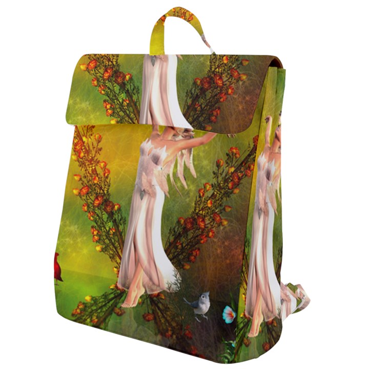 Beautiful Fairy With Wonderful Flowers Flap Top Backpack