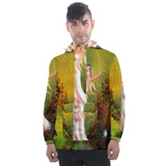 Beautiful Fairy With Wonderful Flowers Men s Front Pocket Pullover Windbreaker by FantasyWorld7