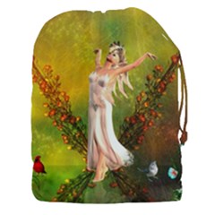 Beautiful Fairy With Wonderful Flowers Drawstring Pouch (xxxl) by FantasyWorld7