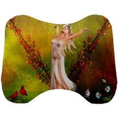 Beautiful Fairy With Wonderful Flowers Head Support Cushion by FantasyWorld7