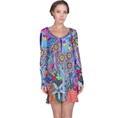 Abstract Forest  Long Sleeve Nightdress by okhismakingart