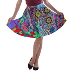 Abstract Forest  A-line Skater Skirt by okhismakingart