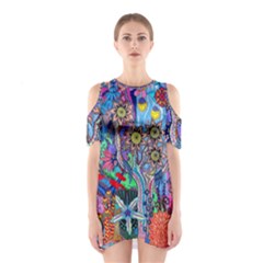 Abstract Forest  Shoulder Cutout One Piece Dress by okhismakingart