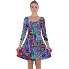 Abstract Forest  Quarter Sleeve Skater Dress by okhismakingart