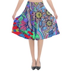 Abstract Forest  Flared Midi Skirt by okhismakingart