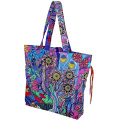 Abstract Forest  Drawstring Tote Bag by okhismakingart