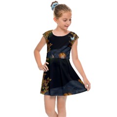 Cute Fairy With Awesome Wolf In The Night Kids  Cap Sleeve Dress by FantasyWorld7