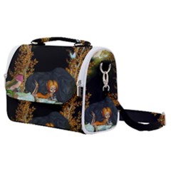 Cute Fairy With Awesome Wolf In The Night Satchel Shoulder Bag by FantasyWorld7