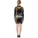 Cute fairy with awesome wolf in the night V-neck Bodycon Long Sleeve Dress View2