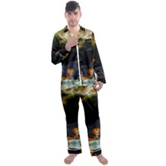 Cute Fairy With Awesome Wolf In The Night Men s Satin Pajamas Long Pants Set by FantasyWorld7