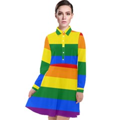 Lgbt Rainbow Pride Flag Long Sleeve Chiffon Shirt Dress by lgbtnation