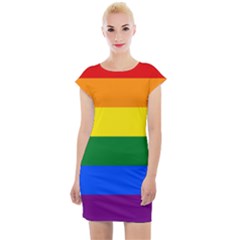 Lgbt Rainbow Pride Flag Cap Sleeve Bodycon Dress