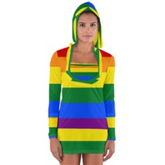 Lgbt Rainbow Pride Flag Long Sleeve Hooded T-shirt by lgbtnation