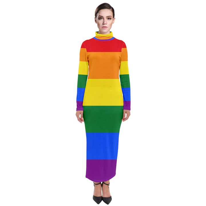 LGBT Rainbow Pride Flag Turtleneck Maxi Dress